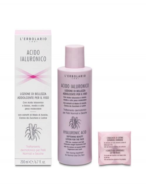 Acido Ialuronico Lozione di Bellezza Addolcente per il Viso per pelli normali e secche 200 ml